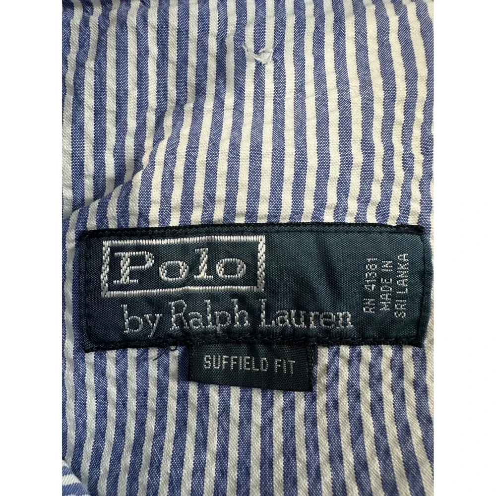 Polo Ralph Lauren Suffield Fit Seersucker Shorts Mens 35 Blue Striped Cotton EUC